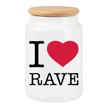 I LOVE RAVE - Cookie Jar with Wooden Lid - white - Front