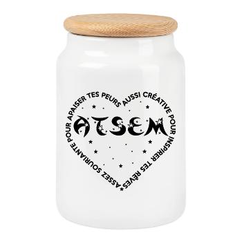 ATSEM CŒUR SOURIANTE - Boîte à biscuits avec couvercle en bois - blanc - Devant