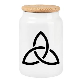 Celtic Knot - Cookie Jar with Wooden Lid - white - Front