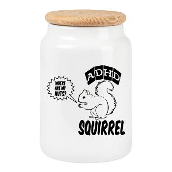 ADHD Squirrel ADHS Spruch Geschenk - Keksdose mit Holzdeckel - Weiß - Vorne