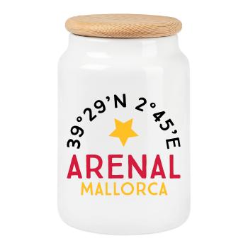 Arenal Mallorca - Boîte à biscuits avec couvercle en bois - blanc - Devant