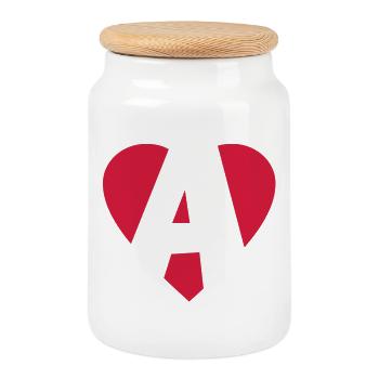 I love A - Herz A - Buchstabe A - Keksdose mit Holzdeckel - Weiß - Vorne