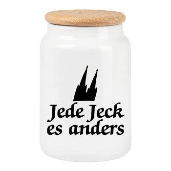 Köln Spruch - Jede Jeck es anders Kölsche Sprüche - Keksdose mit Holzdeckel - Weiß - Vorne