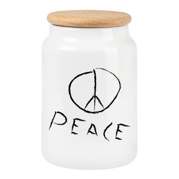 peace exit-shirt - Keksdose mit Holzdeckel - Weiß - Vorne