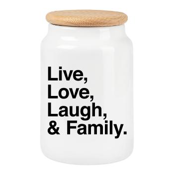 live love laugh and family - la famille frère ! - Boîte à biscuits avec couvercle en bois - blanc - Devant