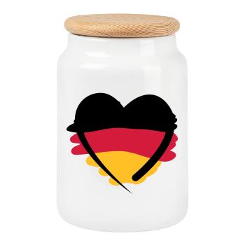 Le coeur de Allemagne - Boîte à biscuits avec couvercle en bois - blanc - Devant