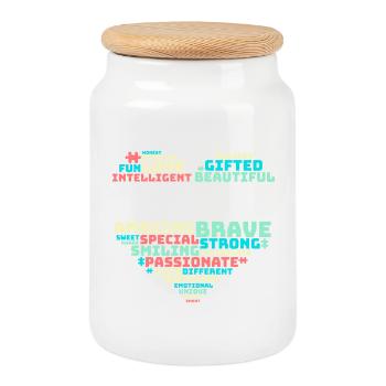 Heart Puzzle Autism Shirt - Cookie Jar with Wooden Lid - white - Front