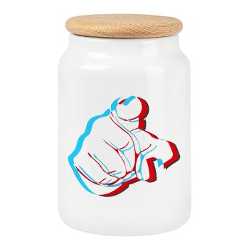 I want YOU - 3D finger - Cookie Jar with Wooden Lid - white - Front