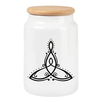 Celtic Motherhood Symbol Mutter mit Kind - Keksdose mit Holzdeckel - Weiß - Vorne