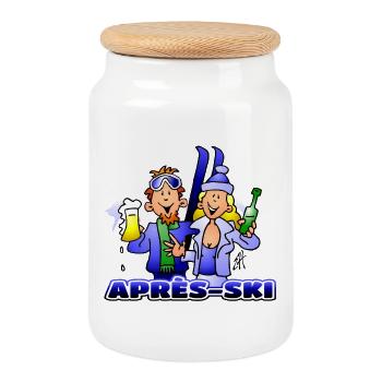Après-ski - Cookie Jar with Wooden Lid - white - Front