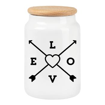 love herz liebe - Keksdose mit Holzdeckel - Weiß - Vorne