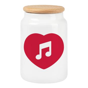 J’adore la musique - Boîte à biscuits avec couvercle en bois - blanc - Devant