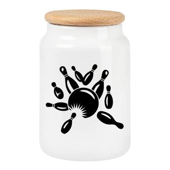 Cone and ball - Cookie Jar with Wooden Lid - white - Front