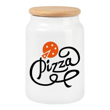 pizza - Boîte à biscuits avec couvercle en bois - blanc - Devant