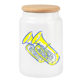 tuba - Cookie Jar with Wooden Lid - white - Front