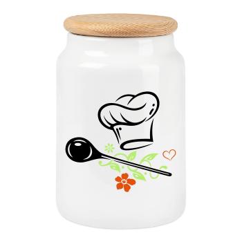 Kochen Kochmütze Chefkoch Vegan Gesund Kochlöffel - Keksdose mit Holzdeckel - Weiß - Vorne