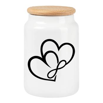 Two Hearts Infinite Love Infinite Love - Cookie Jar with Wooden Lid - white - Front