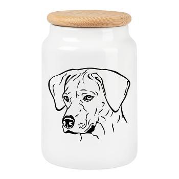 Rhodesian Ridgeback Hündin Kopf schwarz - Keksdose mit Holzdeckel - Weiß - Vorne