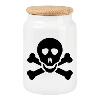 skull - Cookie Jar with Wooden Lid - white - Front