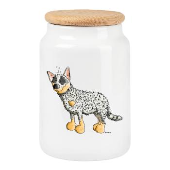 Witziger Australian Cattle Dog - Hund - Keksdose mit Holzdeckel - Weiß - Vorne