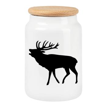 cerf - Boîte à biscuits avec couvercle en bois - blanc - Devant