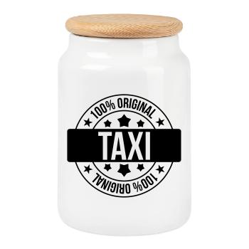 Taxi - Keksdose mit Holzdeckel - Weiß - Vorne
