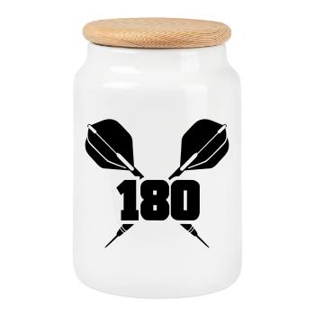 darts 180 - Cookie Jar with Wooden Lid - white - Front