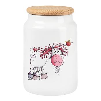 Funny Unicorn - Cookie Jar with Wooden Lid - white - Front