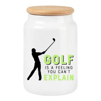 Le golf - Boîte à biscuits avec couvercle en bois - blanc - Devant