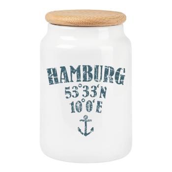 Hamburg Koordinaten Längengrad Breitengrad - Keksdose mit Holzdeckel - Weiß - Vorne