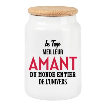 Amant / Maîtresse / Sexy / Sexe / Drague / Mariage - Cookie Jar with Wooden Lid - white - Front