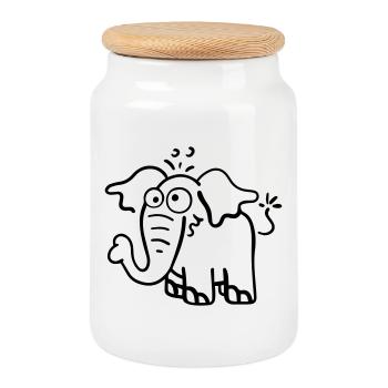 Knuffiger Elefant - Keksdose mit Holzdeckel - Weiß - Vorne