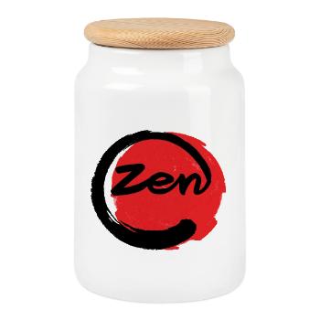 Zen - Boîte à biscuits avec couvercle en bois - blanc - Devant