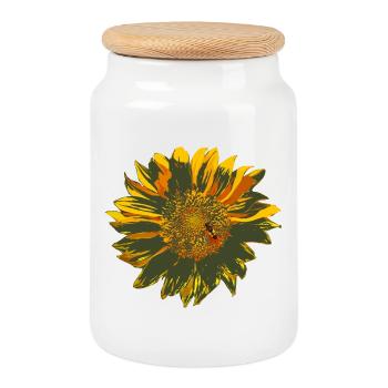 sonnenblume - Keksdose mit Holzdeckel - Weiß - Vorne