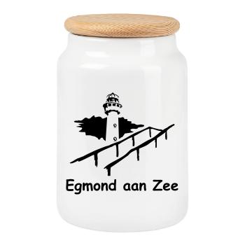 lighthouse - Cookie Jar with Wooden Lid - white - Front