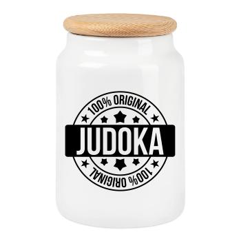 Judo / Judoka / Sport / Fight / Fighter / Strong - Boîte à biscuits avec couvercle en bois - blanc - Devant
