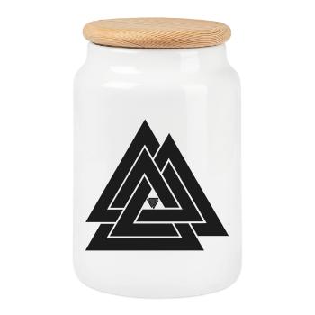 Valknut symbole viking - Boîte à biscuits avec couvercle en bois - blanc - Devant