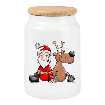 Dreamteam - Boîte à biscuits avec couvercle en bois - blanc - Devant