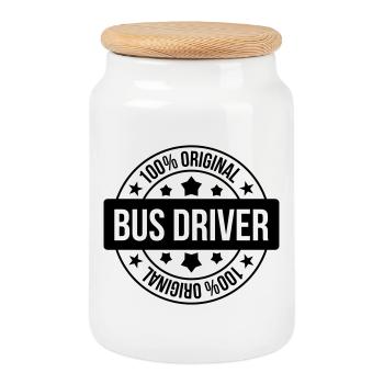 Bus / Busfahrer / Arbeit / Job - Keksdose mit Holzdeckel - Weiß - Vorne