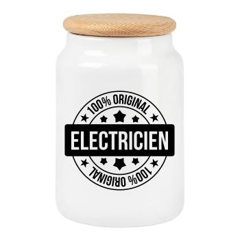 Electricien / Electricité / Travail / Métier / Job - Boîte à biscuits avec couvercle en bois - blanc - Devant