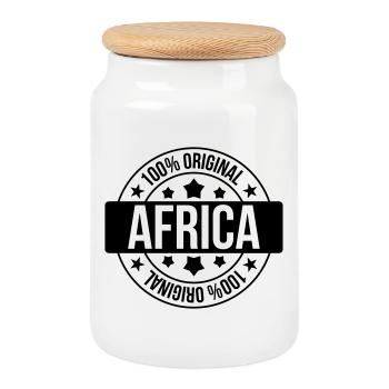 Africa / Africain / Afrique / Africain - Boîte à biscuits avec couvercle en bois - blanc - Devant