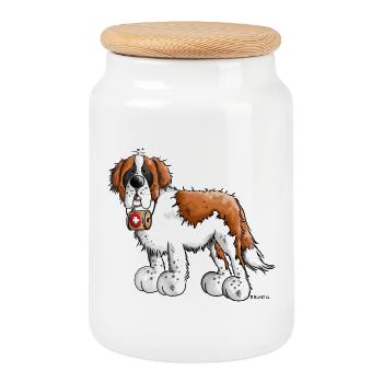 Saint Bernard - Cookie Jar with Wooden Lid - white - Front