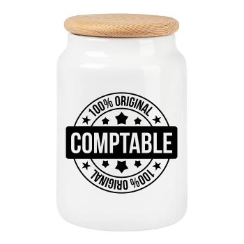 Accountant / Accounting / Comptable / Comptabilité - Cookie Jar with Wooden Lid - white - Front