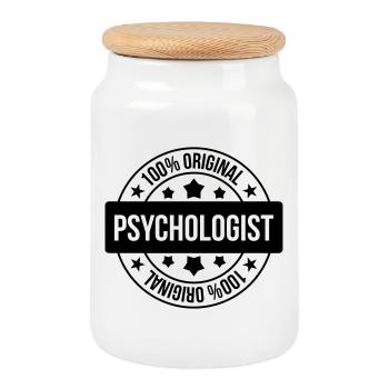 Psychologist Psychologe Psychologue Psychology - Cookie Jar with Wooden Lid - white - Front