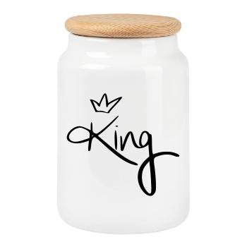 King. - Keksdose mit Holzdeckel - Weiß - Vorne