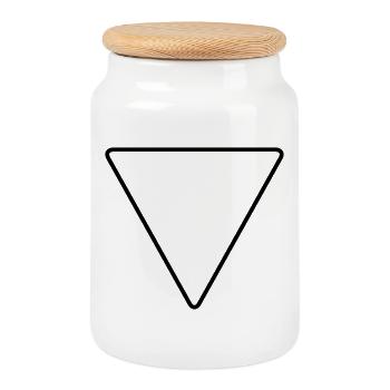 Triangle avec coins arrondis comme panneau d’avertissement - Boîte à biscuits avec couvercle en bois - blanc - Devant