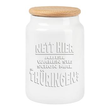 Nett hier - THÜRINGEN embossed 3D - Keksdose mit Holzdeckel - Weiß - Vorne