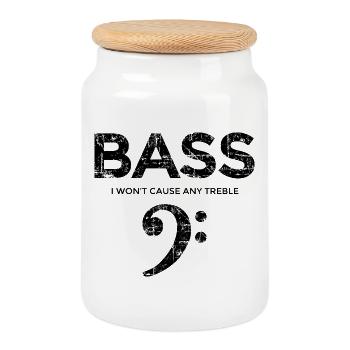 BASS I wont cause any treble (Vintage/Black) - Cookie Jar with Wooden Lid - white - Front