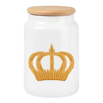 royal crown of wheat ears - Cookie Jar with Wooden Lid - white - Front