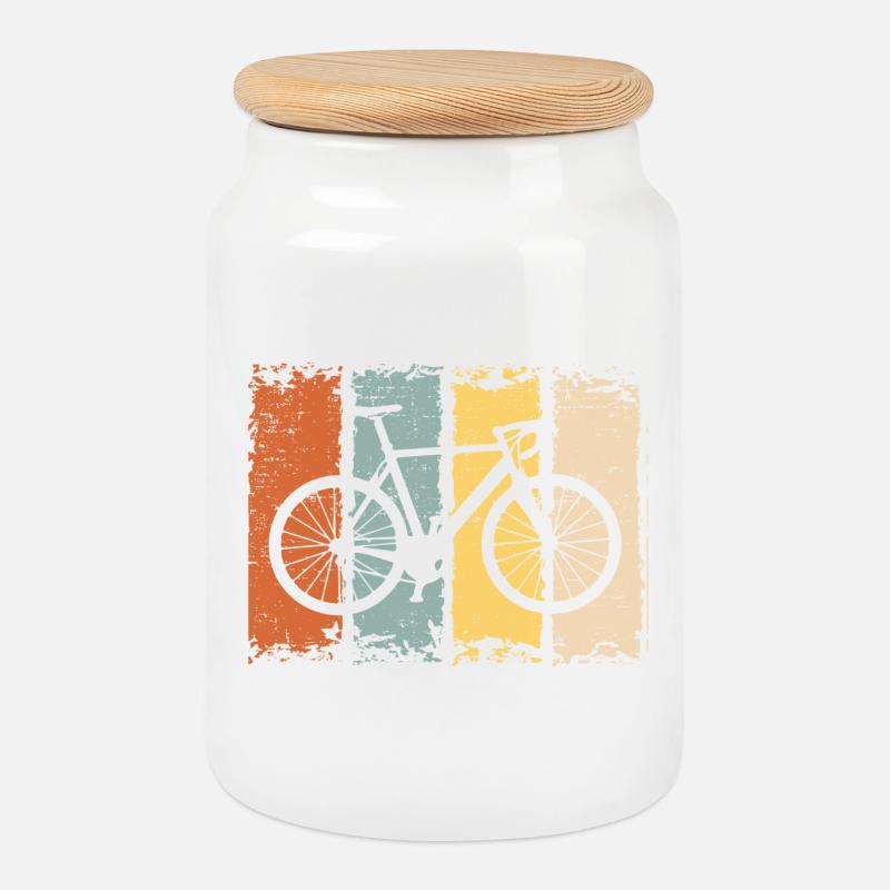 Fahrrad - Keksdose mit Holzdeckel - Weiß